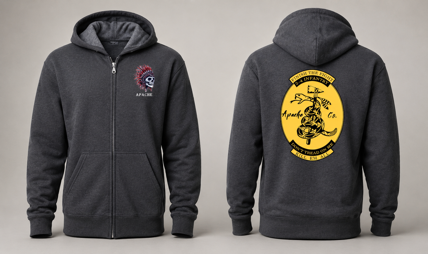 Apache Company 2nd Battalion 4th Infantry Regiment Zip Hoodie – Kill'em All 2-4 IN Sweatshirt