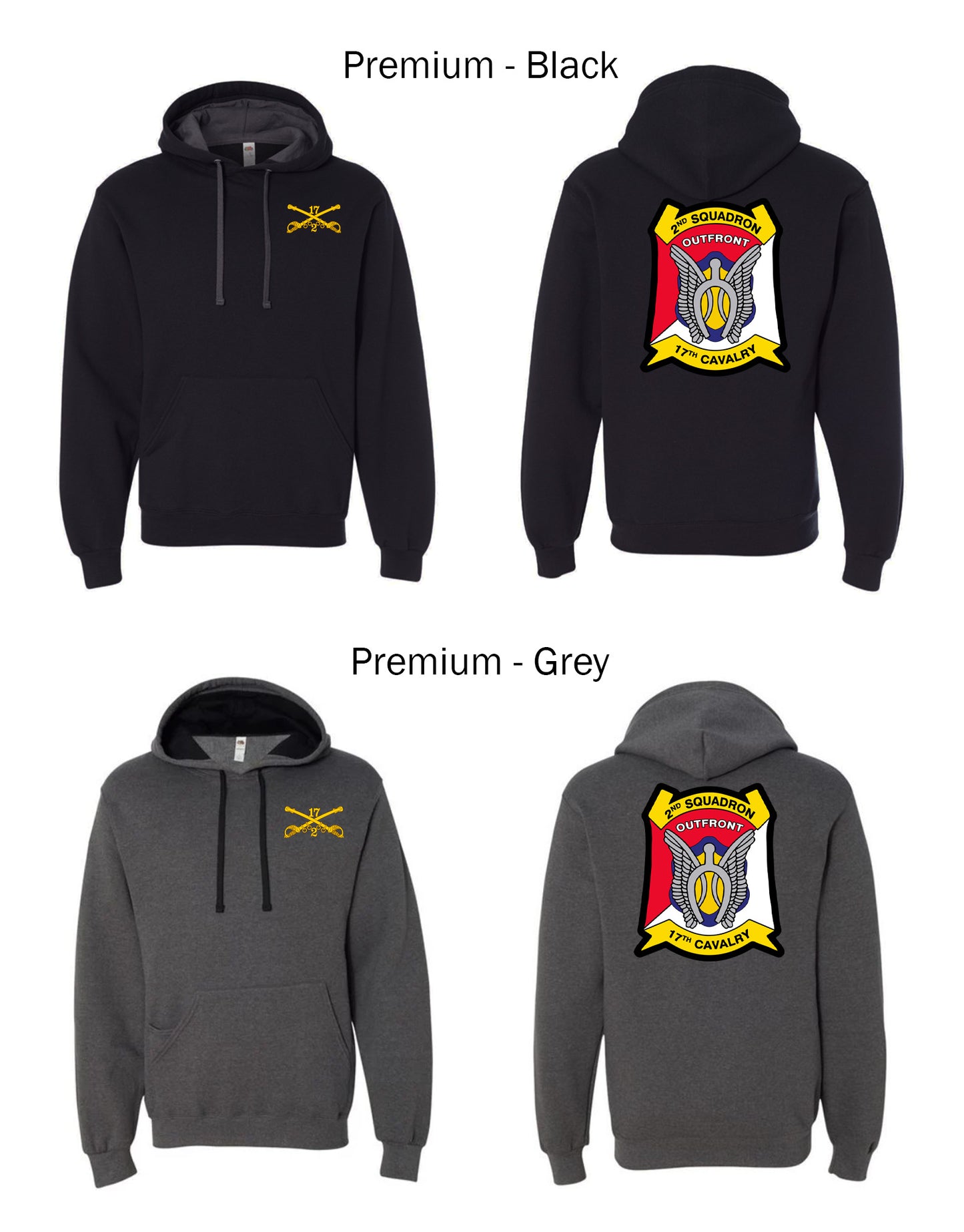 2nd Squadron 17th Cavalry Regiment Hoodie & Sweatshirt – Custom Name Outfront Army CAV Apparel