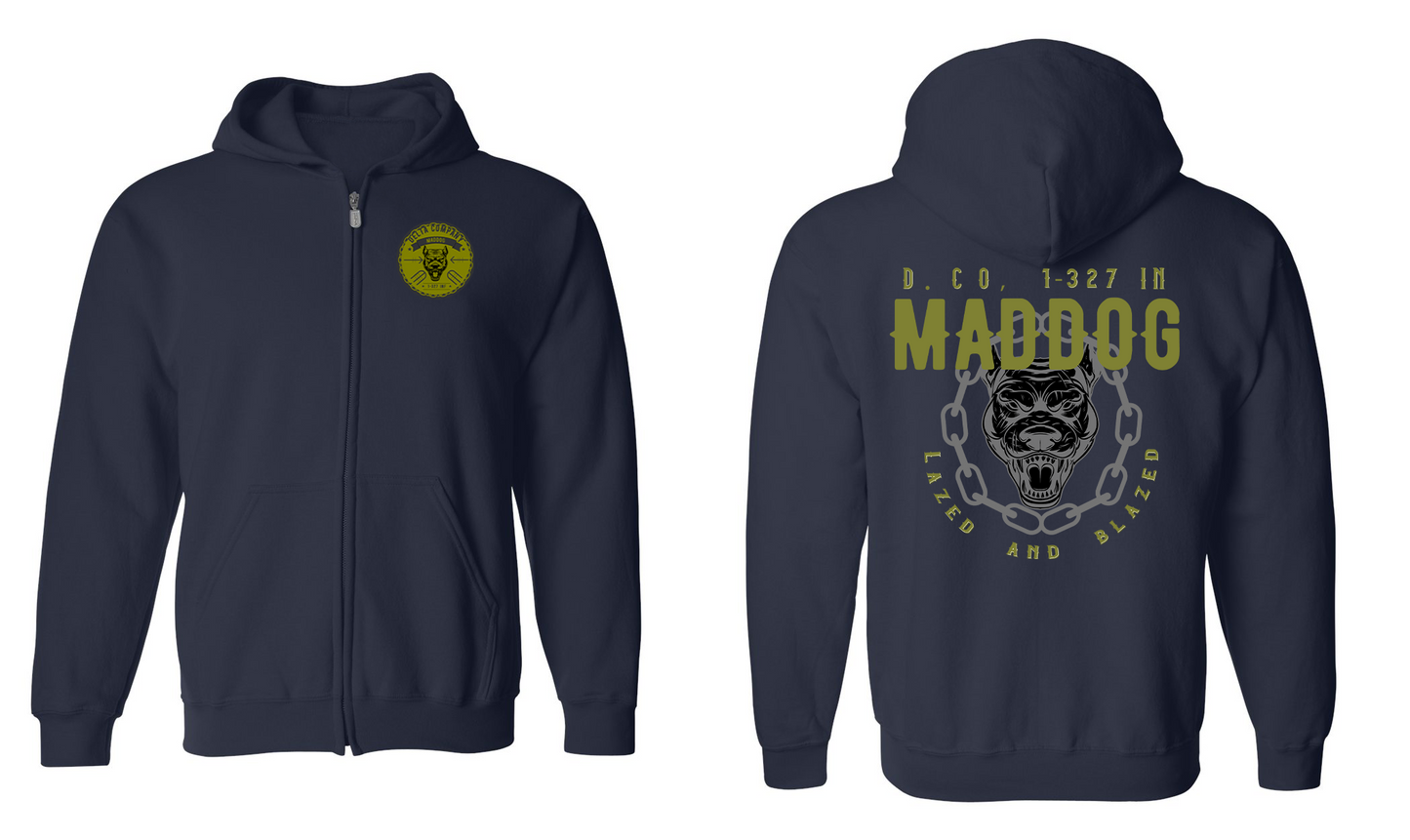 Delta Company, 1st Battalion, 327th Infantry Regiment Zip Hoodie | Maddog 1-327 IN