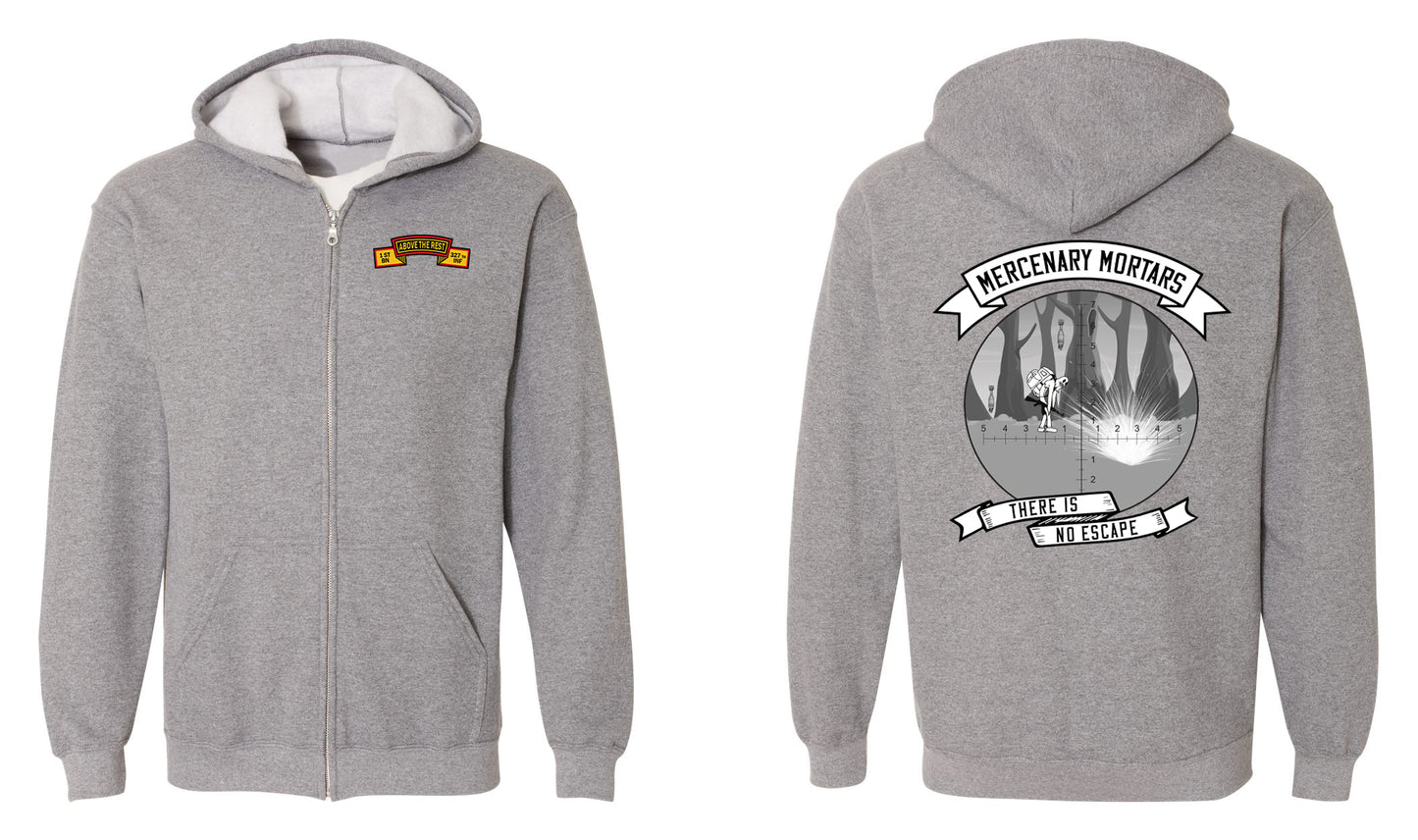 Mercenary Mortars Battalion Mortar Platoon 1st Battalion 327th Infantry Regiment Zip Hoodie – Mercenary Mortars 1-327 IN Fort Campbell Zip Up Sweatshirt