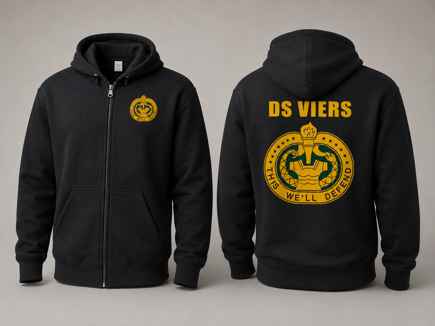 Army Drill Sergeant Zip-Up Hoodie – Personalized DS Badge Full Zip