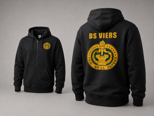 Army Drill Sergeant Zip-Up Hoodie – Personalized DS Badge Full Zip