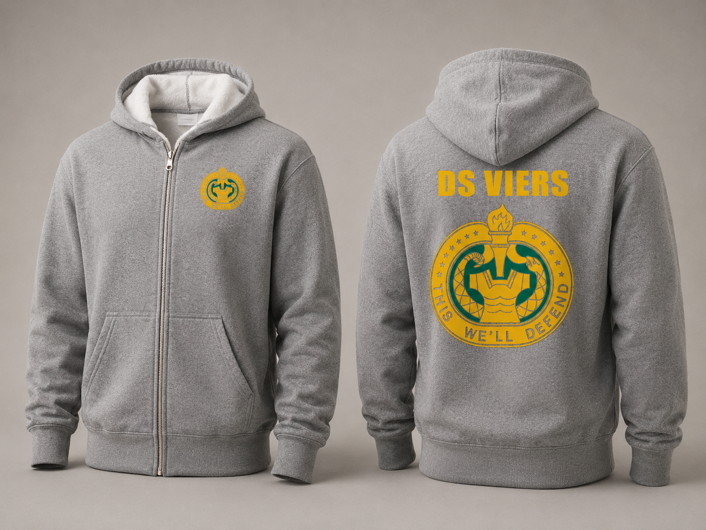 Army Drill Sergeant Zip-Up Hoodie – Personalized DS Badge Full Zip