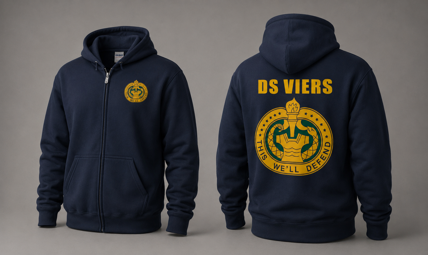 Army Drill Sergeant Zip-Up Hoodie – Personalized DS Badge Full Zip