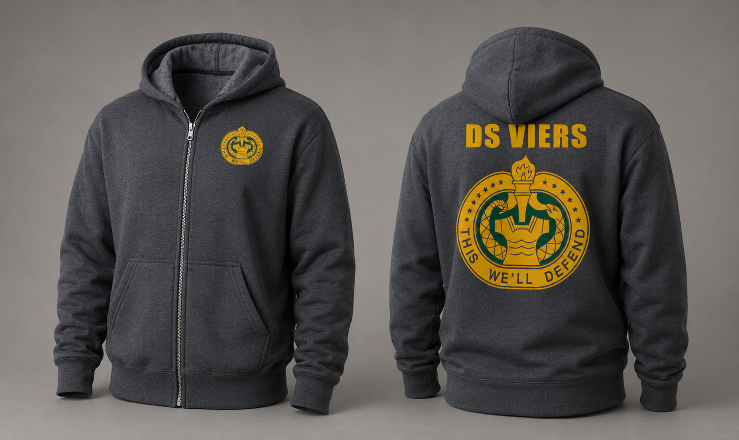 Army Drill Sergeant Zip-Up Hoodie – Personalized DS Badge Full Zip