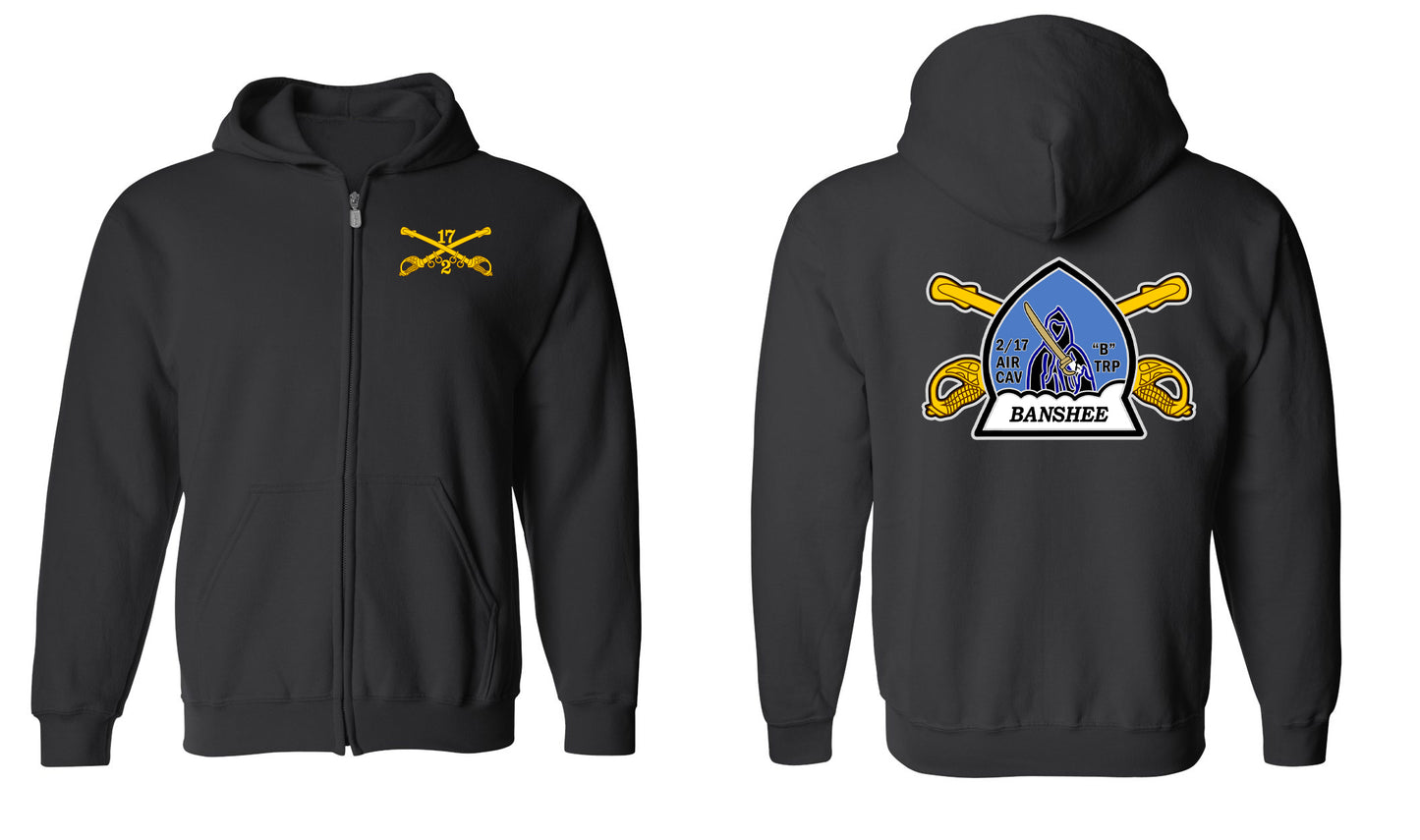 Banshee Bravo Troop 2-17 Cavalry Zip Hoodie – B Troop Army CAV Sweatshirt