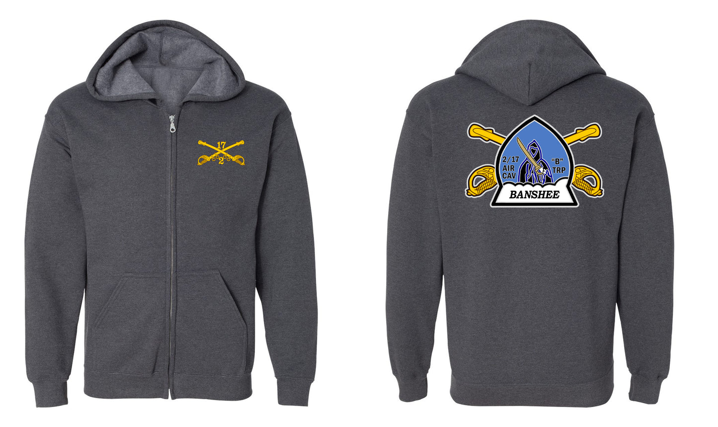 Banshee Bravo Troop 2-17 Cavalry Zip Hoodie – B Troop Army CAV Sweatshirt