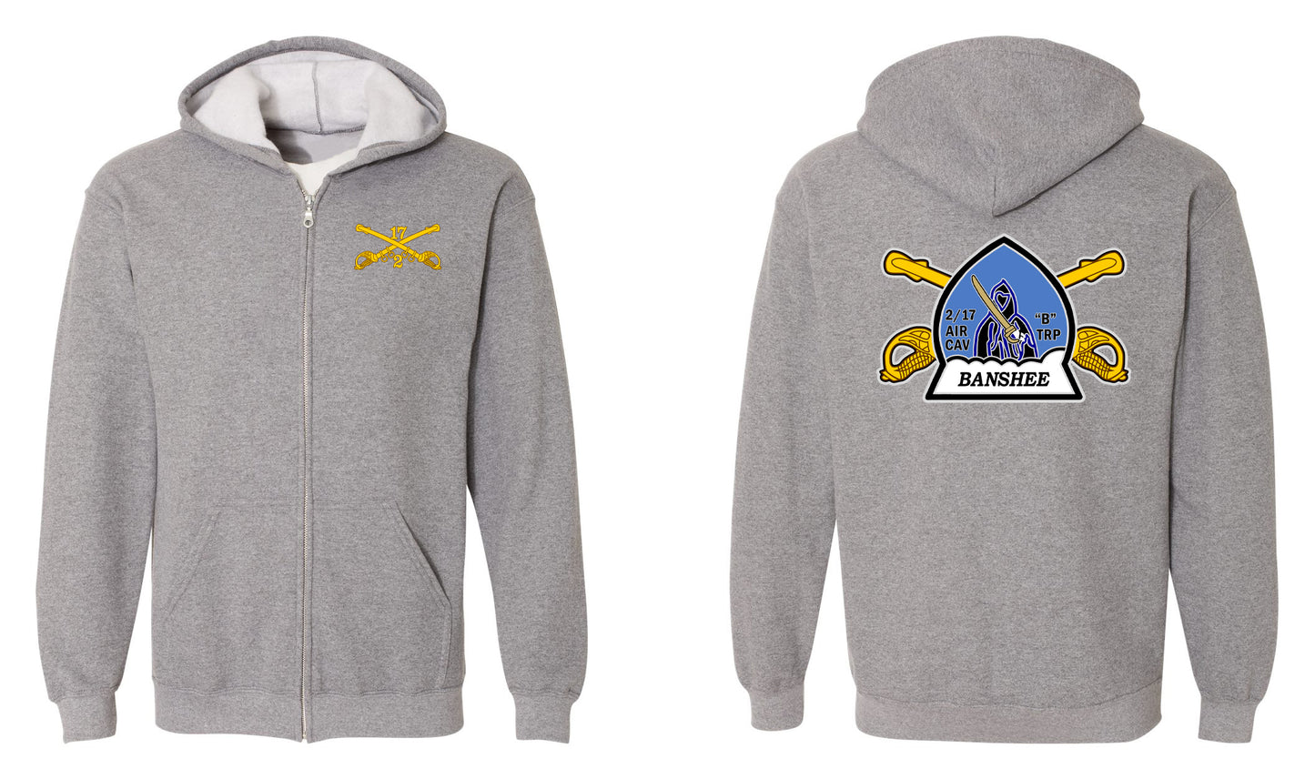 Banshee Bravo Troop 2-17 Cavalry Zip Hoodie – B Troop Army CAV Sweatshirt