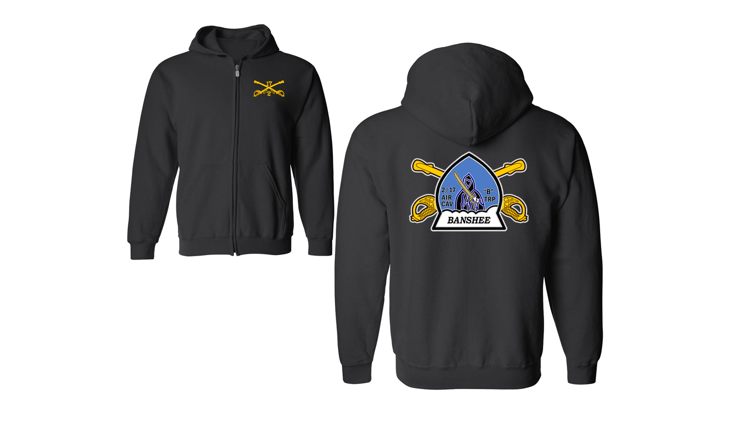 Banshee Bravo Troop 2-17 Cavalry Zip Hoodie – B Troop Army CAV Sweatshirt